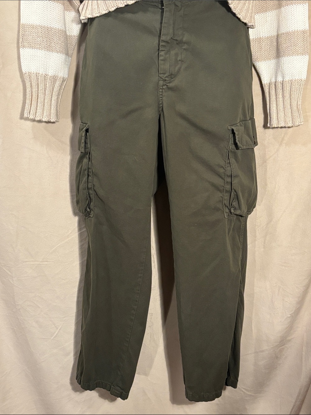Frame Relaxed Olive Cargo Pants Classic Utility Style PANTS ONLY MISSING BUTTON